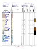 Shows a borehole log with lithology and gamma cross-plotted